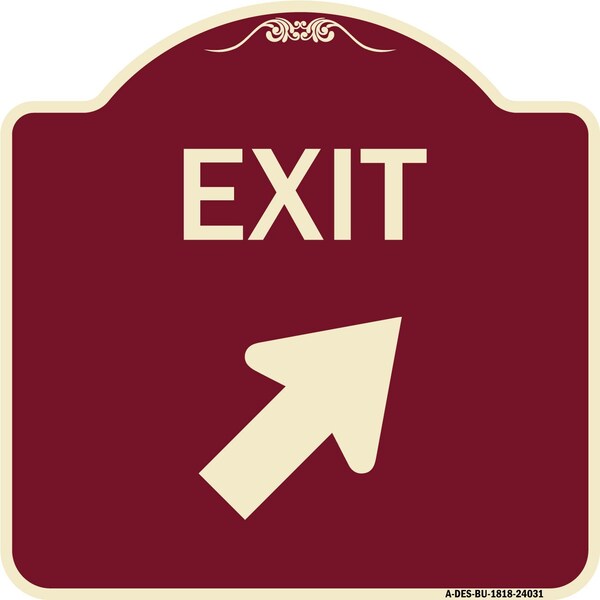 Exit Exit with Right Arrow Heavy-Gauge Aluminum Architectural Sign, 18" H, 18" L, BU-1818-24031